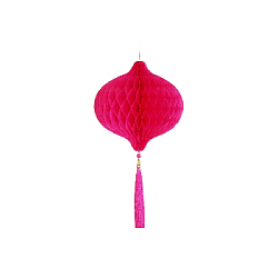 Бумажное украшение Шар-соты с кисточкой 15 см, малиновый